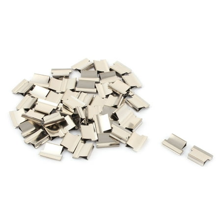 Holder Free Stopper - Office Metal Clam Clip Stapler Dispenser Paper Sheet Fastener Silver Tone 52 Pcs