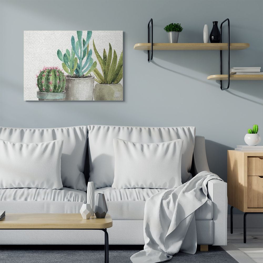 Stupell Industries Modern Succulents Pattern Green Grey Watercolor Painting Canvas Wall Art by Lisa Audit