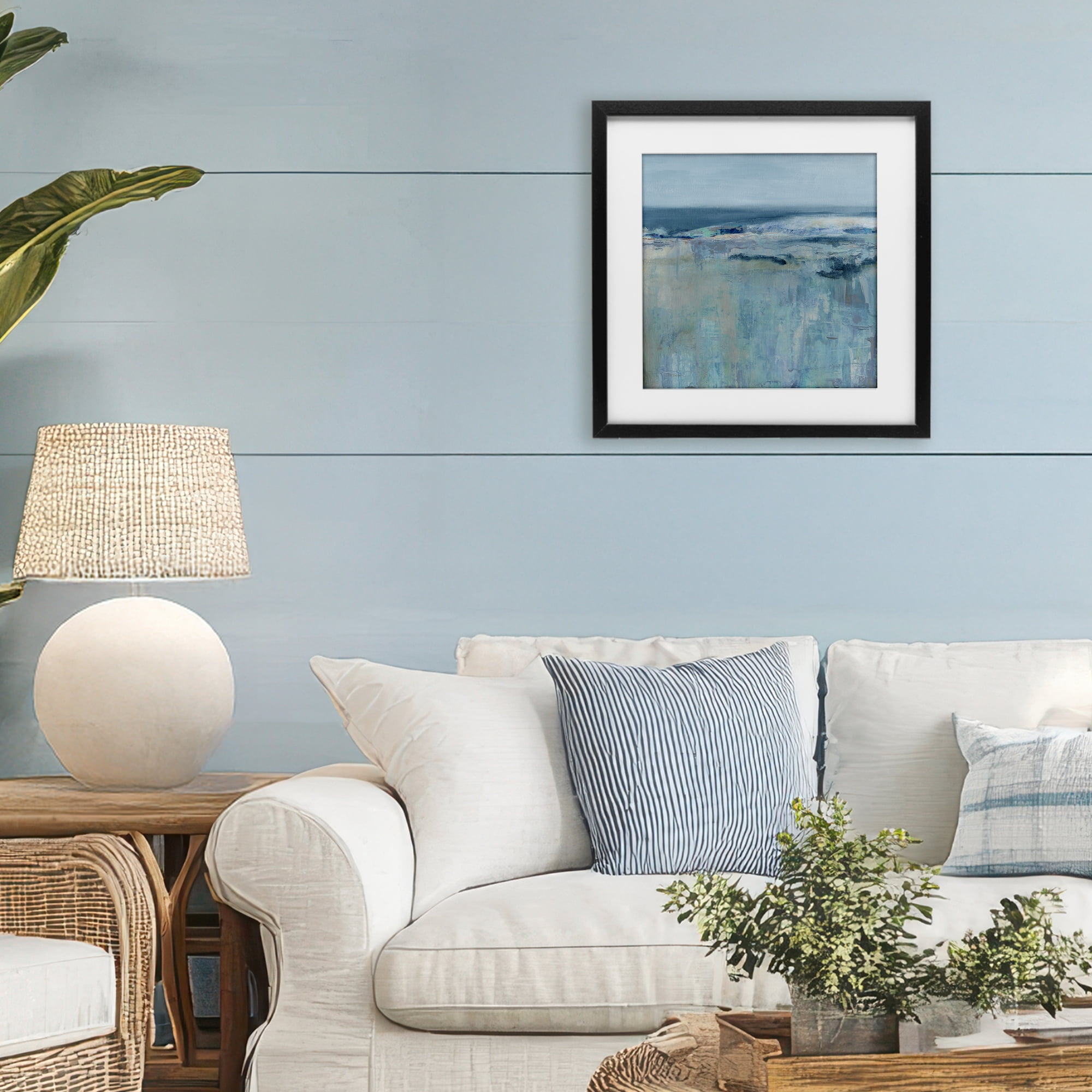Stupell Industries Serene Abstract Pastel Seascape Black Framed Print Under Glass, design by Carol Robinson
