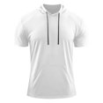 thumbnail image 5 of Men's Short Sleeve Hoodie Workout Gym Athletic Lightweight Mesh Hooded T Shirts Sweatshirt Big and Tall Size S-4XL White, 5 of 6