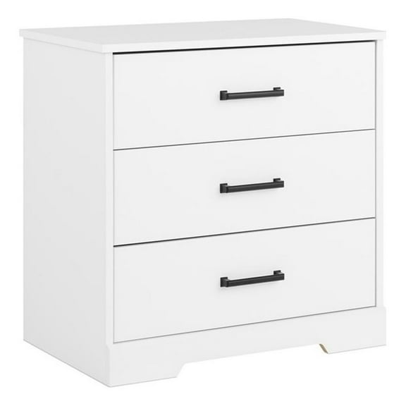Pemberly Row Farmhouse Engineered Wood 3-Drawer Chest for Bedroom in White