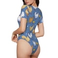 thumbnail image 3 of Haiem Chicken Family Women's Crew Neck Short Sleeve Bodysuit Tops Stretchy Slim Basic-X-Large, 3 of 9