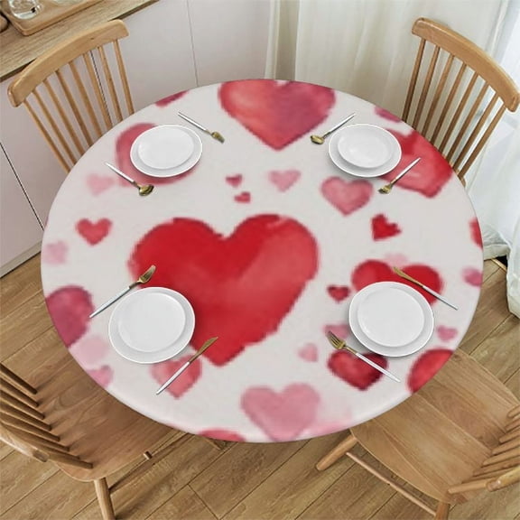 HAOXIT Horaldaily Christmas Tablecloth Round , Christmas Trees Tablecloths Polyester Table Cloth for Parties Kitchen Dining Indoor Outdoor 31-35