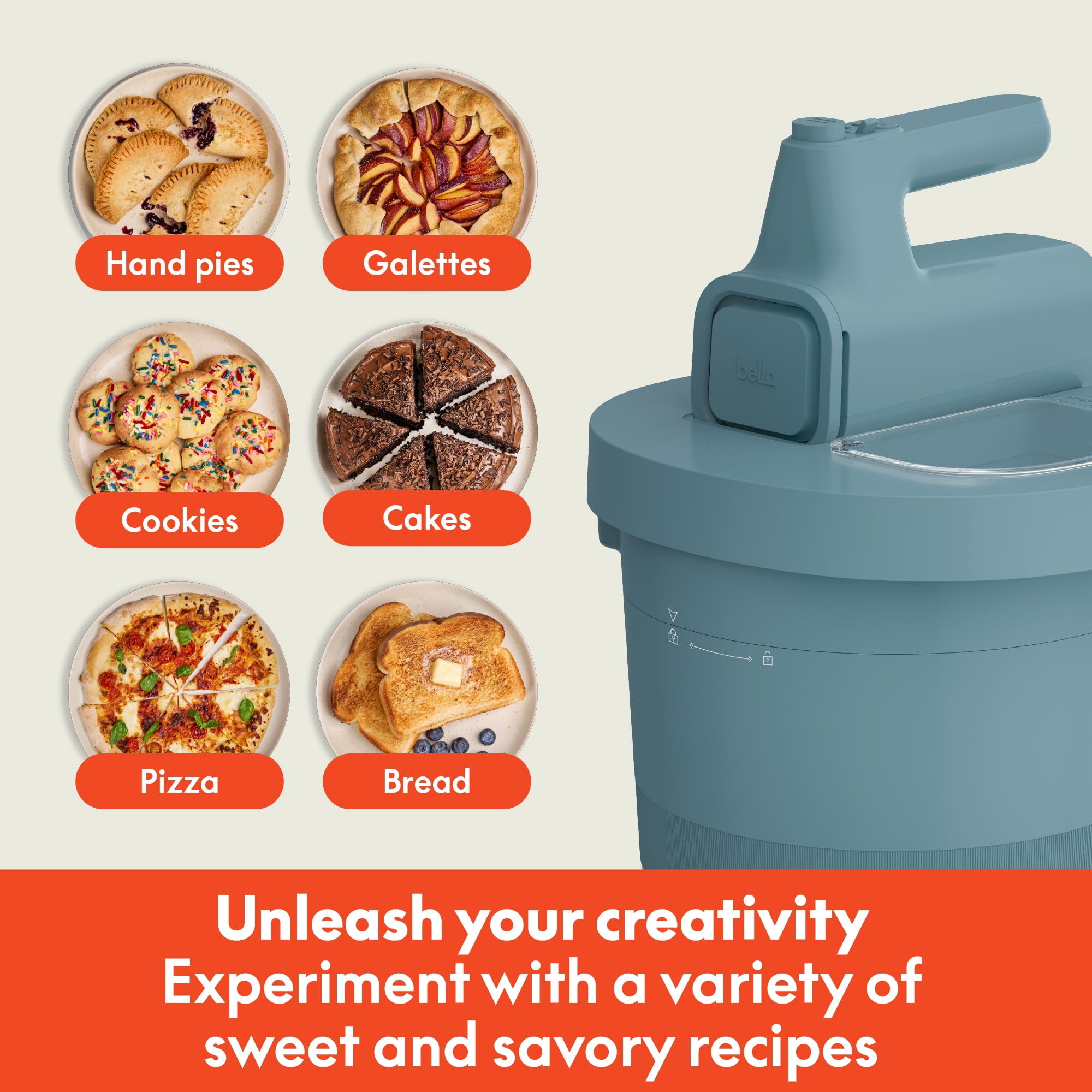 bella 3.5 Qt Hand & Stand Mixer, 2 in 1 Electric Mixer with Bowl, Dough Hook, Whisk & Egg Beater, Surf