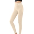 thumbnail image 2 of jjayotai Women's Leggings, Solid Colored Wool Silk High Waisted Warm Pants Fall And Winter Slim Seamless Womens Underwear With Warm Bottom Pants White XXXL, 2 of 3