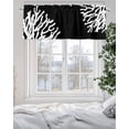 thumbnail image 5 of Rod Pocket Window Valances White Ocean Coral on Black Short Kitchen Curtains Abstract Marine Life Window Treatment Drapes for Bedroom Bathroom Living Room 42x18In,1 Panel, 5 of 7
