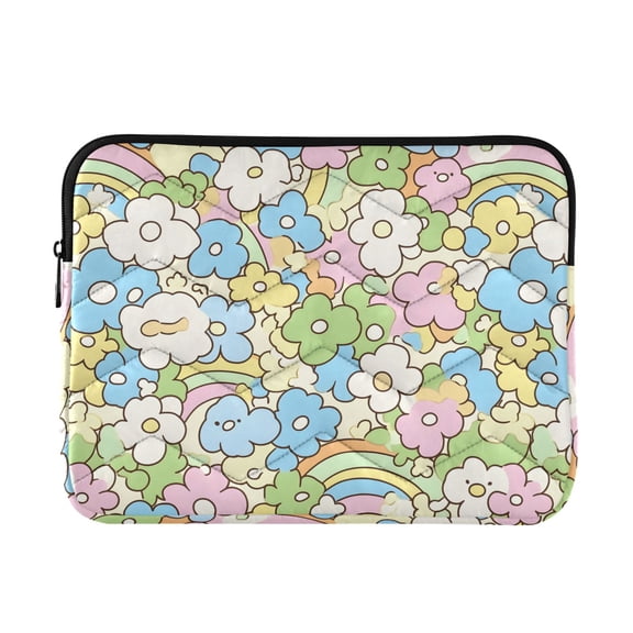 JIALIOU Laptop Sleeve Case with Zipper 13-13.3/15-16 Inch Compatible with MacBook HP Lenovo Dell ASUS Acer, Cartoon Flower Rainbow