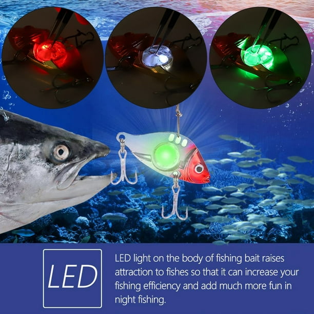 Qiilu Flash Fishing Lures, LED Underwater Flash Fishing Lures with Treble  Hook Bait Tackle Accessories, Fishing Tackle Accessory 