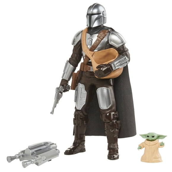 Figura The Mandalorian y Grogu Hasbro Star Wars 12 Pulgadas Gris