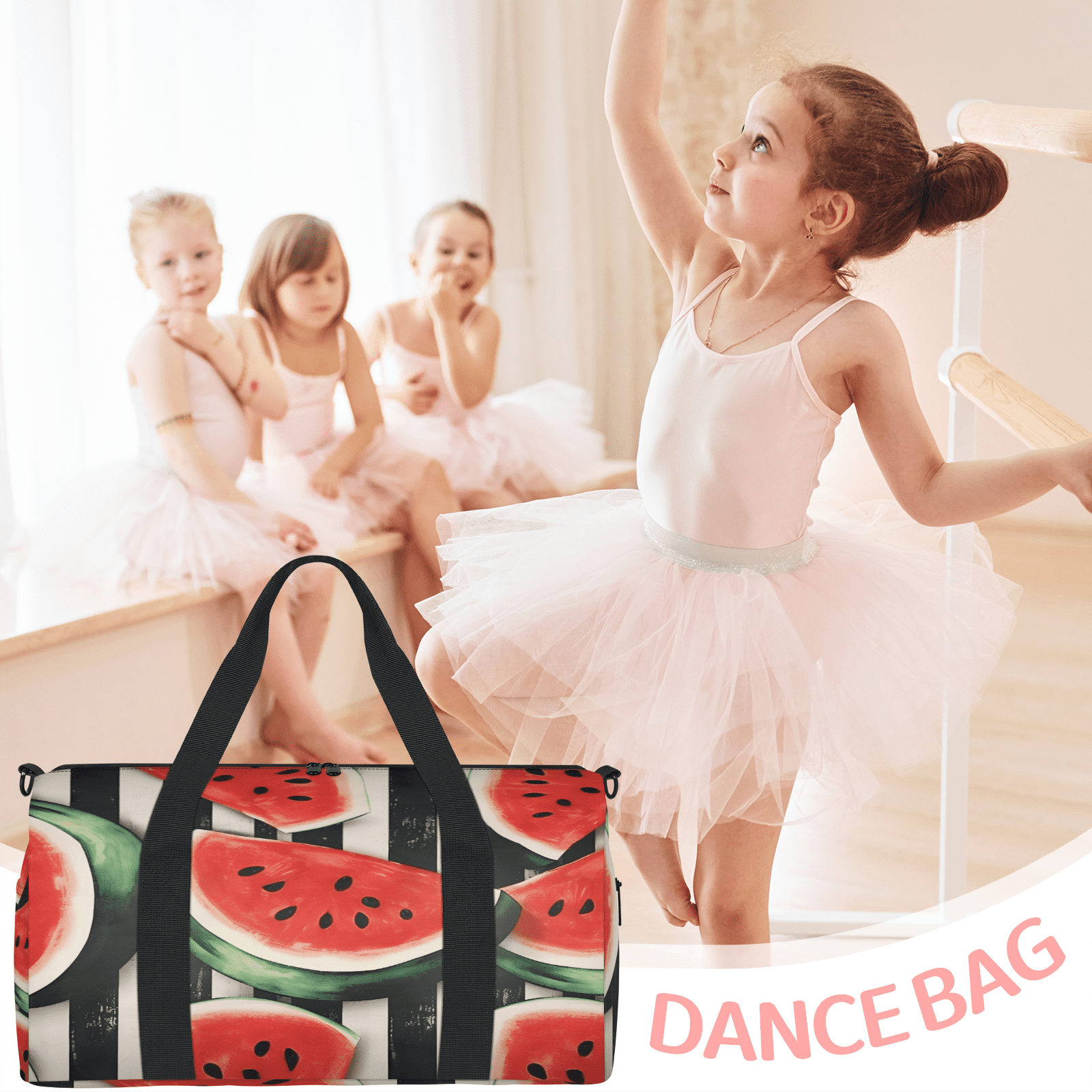 Herdesigns Watermelon Gym Bag for Women, Duffle Bag for Travel Sport, Lightweight Waterproof Carry on Weekender Overnight Dance Yoga Workout Bags