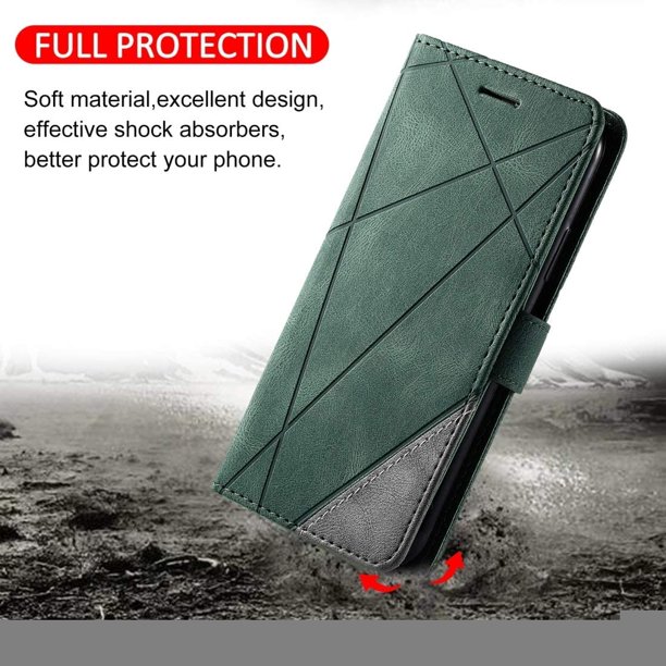 Estuche para teléfono móvil para Huawei P40 Lite Sensación de piel Empalme Estuche de cuero con tapa horizontal con soporte Ranuras para tarjetas Monedero Marco de fotos (Color : Verde) ZefeiWu 8390606199430