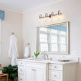 thumbnail image 3 of Aiwen 4-Light Vanity Lights with Clear Glass Cone Shades, 30.3 inches Black Finish Wall Lights fot Bathroom, Living Room, 3 of 7