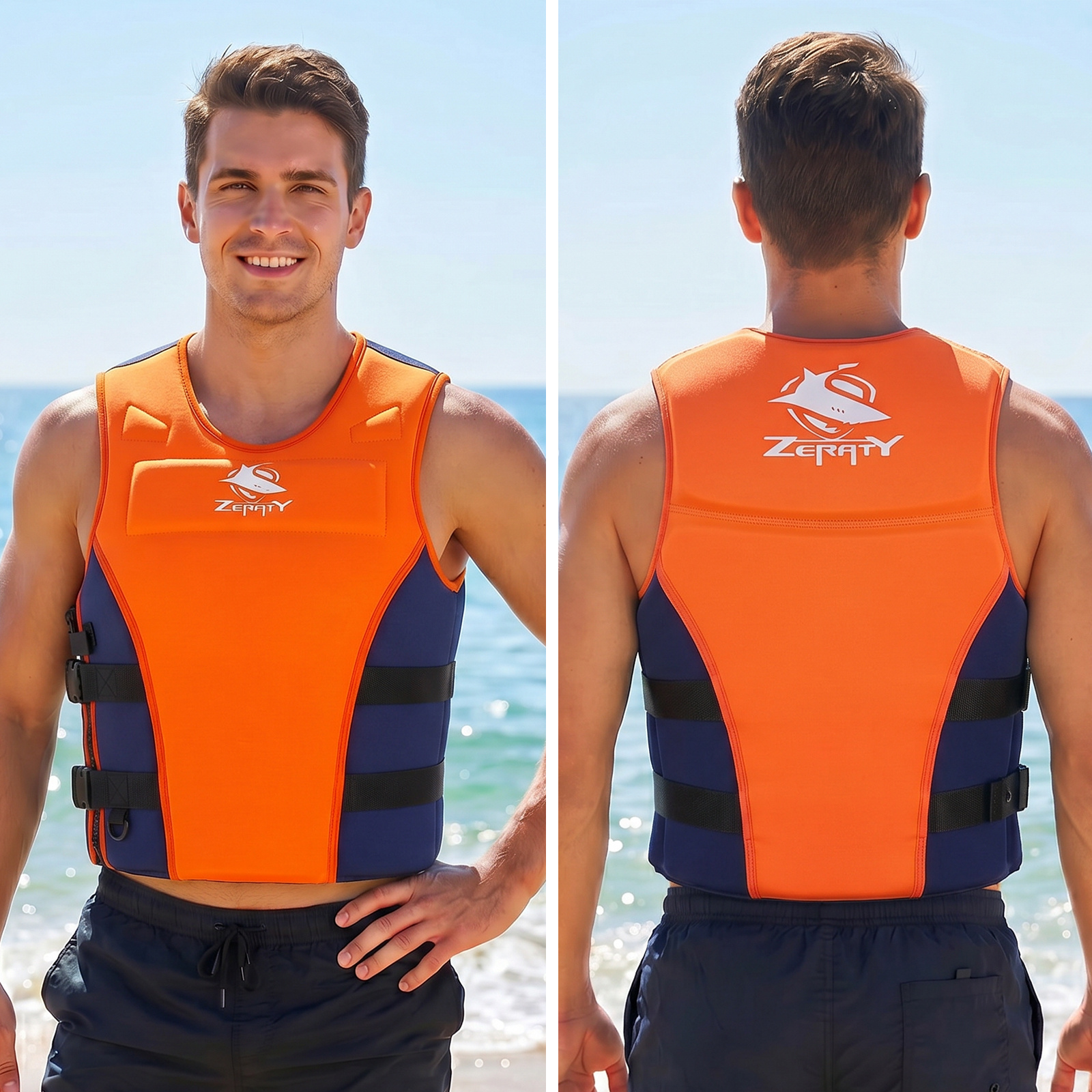 Zeraty Men Impact Vest Life Jacket, Orange photo 3
