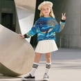 thumbnail image 3 of Xoenoiee Whale Waves Print Fall Sweatshirt for Girls, Oversized Drop Shoulder Pullover Long Sleeve Soft Fleece Crewneck Loose Top, 5-6 Years, 3 of 7