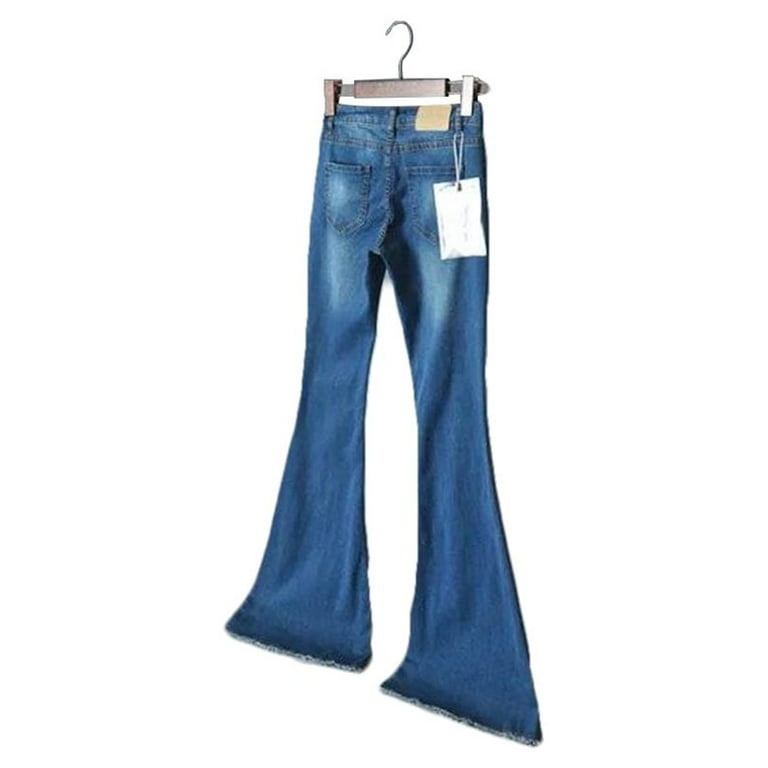 JDinms Women's Bell Bottom High Waist Fitted Denim Flare Jeans