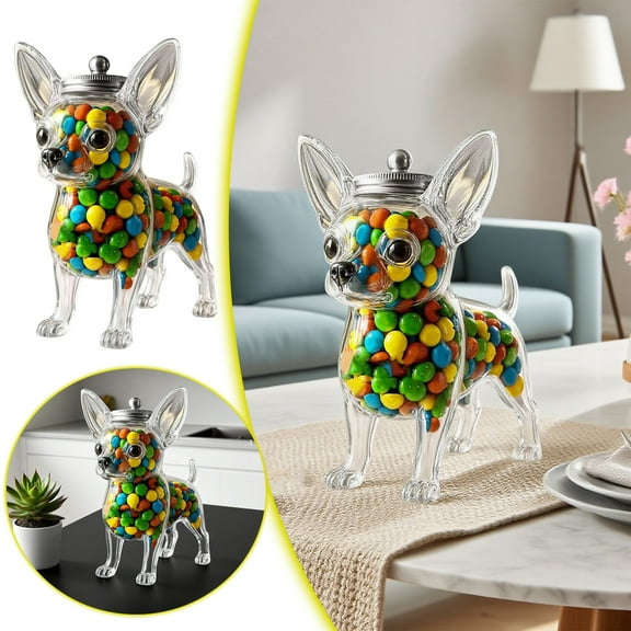 Chihuahua Candy Jar, Cute Airtight Dog Snack Container for Cookies, Candy, Pet Treat Jar, Large Animal Shaped Food Storage Kitchen Canister