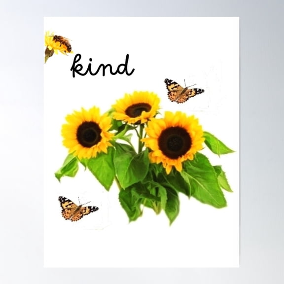 Bee Kind Poster Wall Art, Modern Wall Decor For Living Room Bedroom, 12x18 UNFRAMED