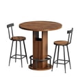 thumbnail image 5 of Leumius 3-Piece Bar Table Set with 2 Stools,31.5" Round Pub Table with Metal Ring Footrest,Space-Saving Dining Set for Kitchen,Living Room,Small Space,Walnut, 5 of 6