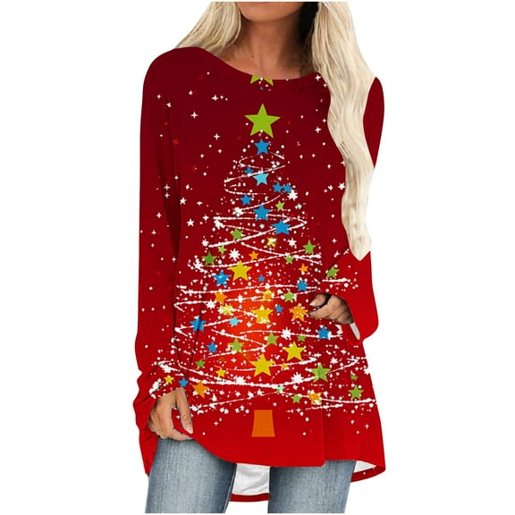 Christmas Shirts for Women Striped Sweatshirt Xs Fashion Hoodies & Sweatshirts Cotton Long Sleeve Tops Casual