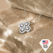 Cate & Chloe Marie 18k White Gold Plated Clover Flower Pendant Necklace with Swarovski Crystals