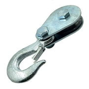 Pulley Hook 220LBS Snatch Block with Hook Heavy Duty Pulley Lifting Block for 3/8 inch Cable Single Wheel Rope Bearing Winch Block