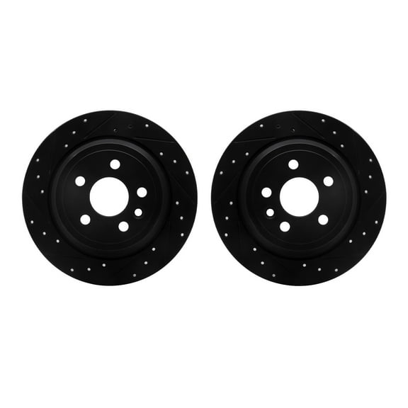 Dynamic Friction Company Rear Brake Rotors-Drilled and Slotted-Black 8002-11027
