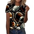 thumbnail image 1 of VJATTWR Hauts à Manches Courtes pour Femmes T-Shirt Décontracté à Manches Courtes Col Rond Baseball Football Imprimé Partout L, 1 of 4