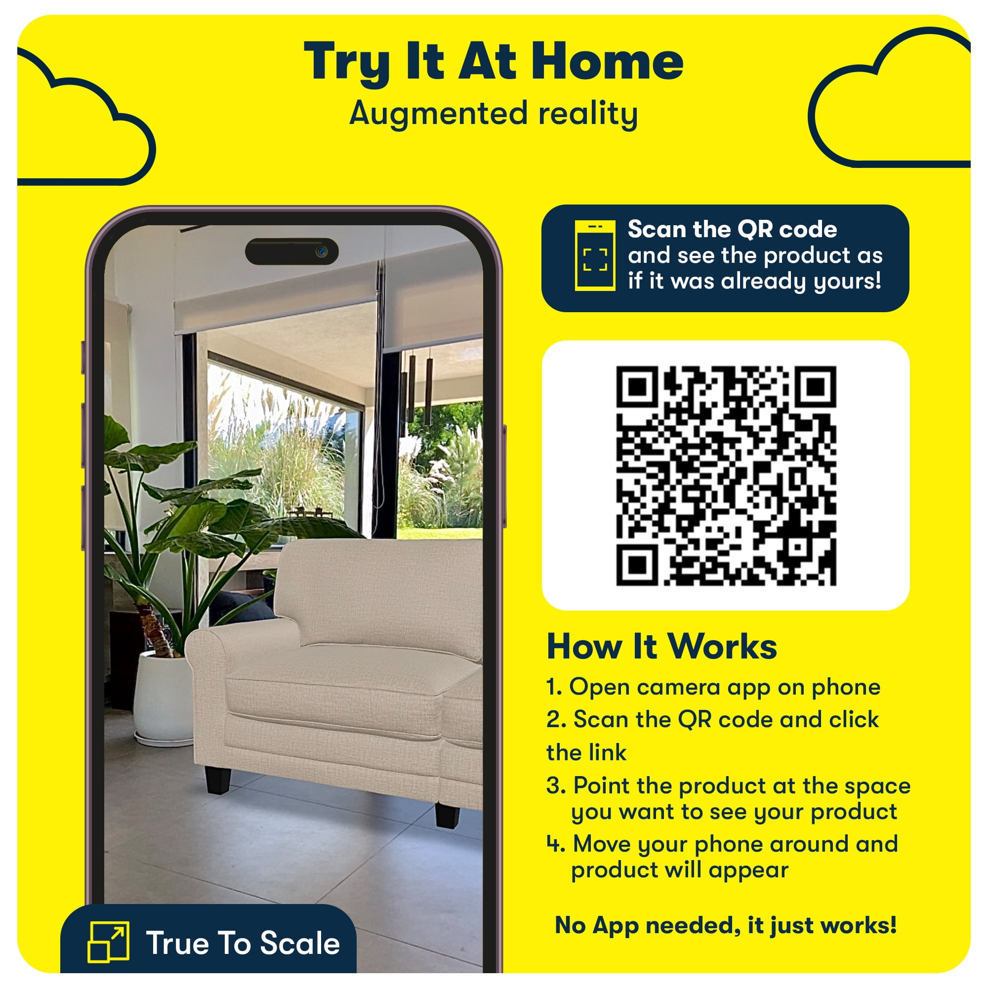 Serta Copenhagen 73" Rolled Arm Sofa, Easy Care Polyester, Loveseat or Couch for Small Spaces, Cream White