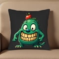 thumbnail image 5 of Set of 2 Throw Pillow Covers 18x18in - Cartoon Monster Design with Green Body - Perfect for Couch Bed Car Decor, 5 of 8