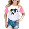 thumbnail image 1 of Toddler Girls Summer Tops Tees Casual Color Block Games Printed Raglan Short Sleeved T Shirt Spring Shirts For Boy 3-4 T, 1 of 4