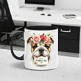thumbnail image 2 of Happy Mother's Day Bulldog with Flower Crown and Greeting Card 11oz Accent Two-tone Mug Dog Lover Gifts Idea Coffee Tea Cup - 13004, 2 of 5