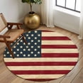 thumbnail image 3 of American Flag Round Area Rug 5 FT, Non Slip Bedroom Rugs, Vintage Red BlueUSA Flag Washable Soft Circular Carpet Non-Shedding Floor Mat for Kitchen Dining Room Foyer Balcony Dorm, 3 of 8