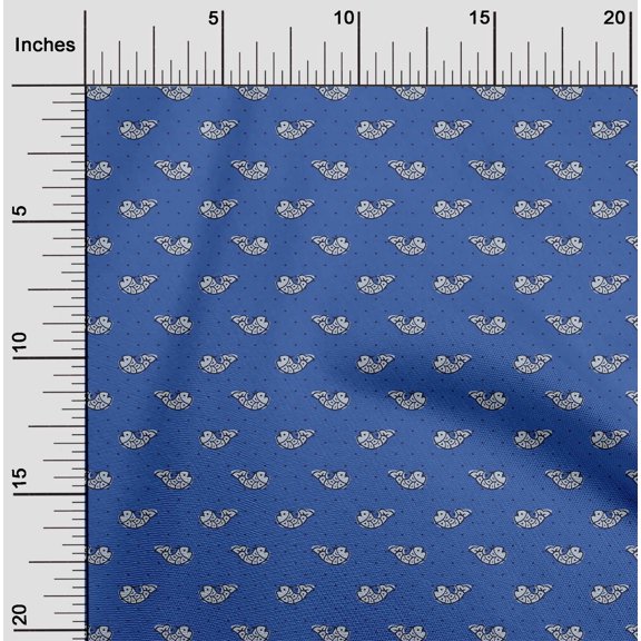 oneOone Georgette Viscose Fabric Fish Block Printed Craft Fabric BTY 42 Inch Wide