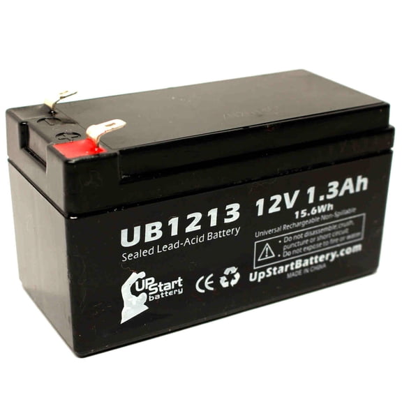 Compatible Clockmate Batteries PSLA1201.2 Battery - Replacement UB1213 Universal Sealed Lead Acid Battery (12V, 1.3Ah, 1300mAh, F1 Terminal, AGM, SLA) - Includes TWO F1 to F2 Terminal Adapters