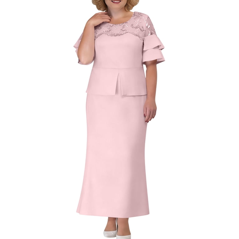 plus size two piece dresses formal Two Piece Plus Size Formal Dresses Rhinestone Coral Wedding Guest Dresses APD3490