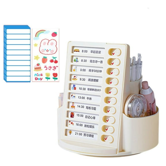 Yammee 2 in 1 Rotating Pen Holder Chore Chart Checklist Board Desk Organizers for Teens