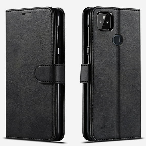 Google Pixel 5A Case, [Not fit for Google Pixel 5/Google Pixel 4/ Pixel 4a], Included [Tempered Glass Screen Protector], Starshop Premium Leather Wallet Pocket Credit Card Slots-Black