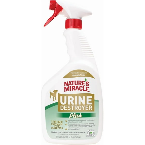 Nature’s Miracle Urine Destroyer Plus Dog, 32 Ounces, Enzymatic Formula, Ready-to-Use