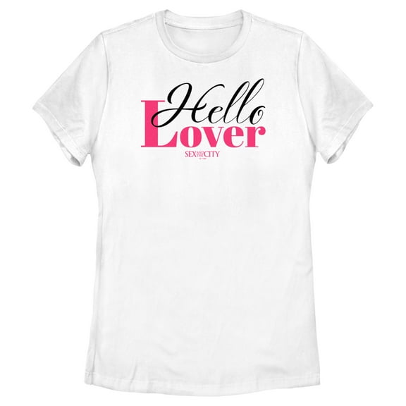 Women's Sex and the City Carrie Hello Lover Cursive Graphic Tee White Small