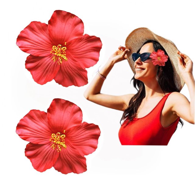 2 Piezas Pinza Para El Cabello De Flor Hawaiana Roja Para Mujeres Niñas Accesorio Para El Cabello De Flores Bohemias De Moda Para Bailarina Boda Nupcial Fiesta En La Playa 8 Cm
