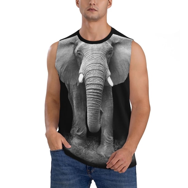 Fotbe Indian Elephant Men's Camiseta sin Mangas Estampada para Hombres, Playera Casual para Gimnasio, Entrenamiento, Playa-3X-Large