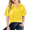 XADYUY Girls School Uniform Shirts Size 10-12 Short Sleeve Polo Shirts for Girls Button Closure Solid Color School Uniform Soft Collared Athletic Tops for Girls,9-10 Years Yellow