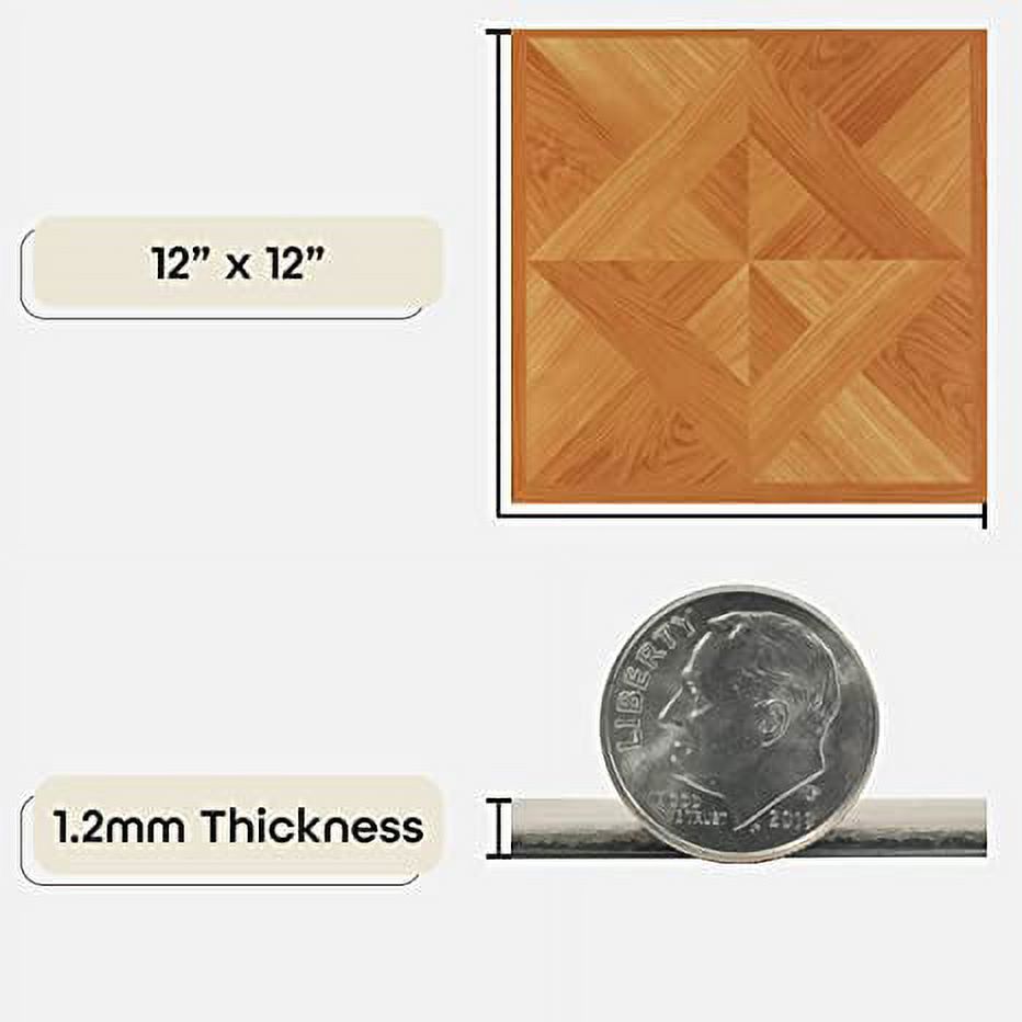 Achim 12"x12" 1.2mm Peel & Stick Vinyl Floor Tiles 20 Tiles/20 Sq. ft. Classic Light Oak Diamond Parquet - image 4 of 9