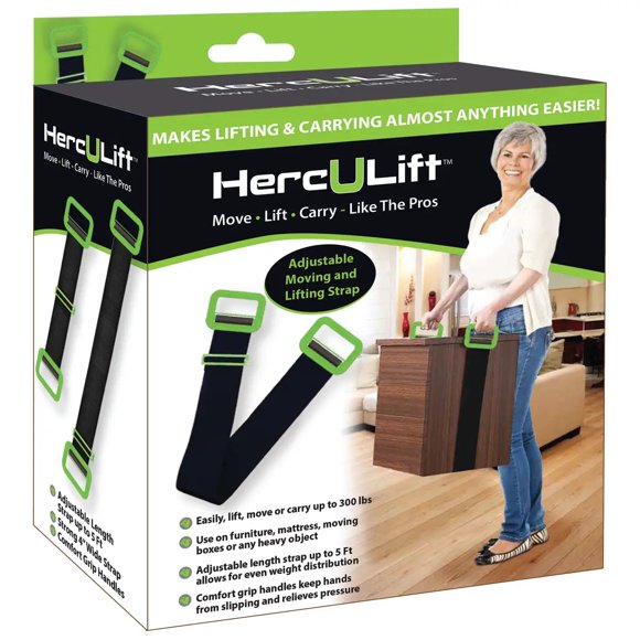 Herc-U-Lift Sangle de Levage Réglable pour Matelas et Meubles - comme les Pros, Ajustable jusqu'à 300 Lb / 5 Pi