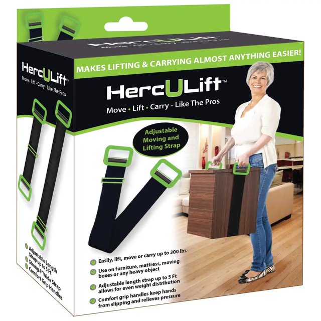 Herc-U-Lift Sangle de Levage Réglable pour Matelas et Meubles - comme les Pros, Ajustable jusqu'à 300 Lb / 5 Pi