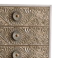 thumbnail image 3 of Benjara 36 Inch Nightstand Dresser, 5 Drawers, Floral Design, Antique White, 3 of 6