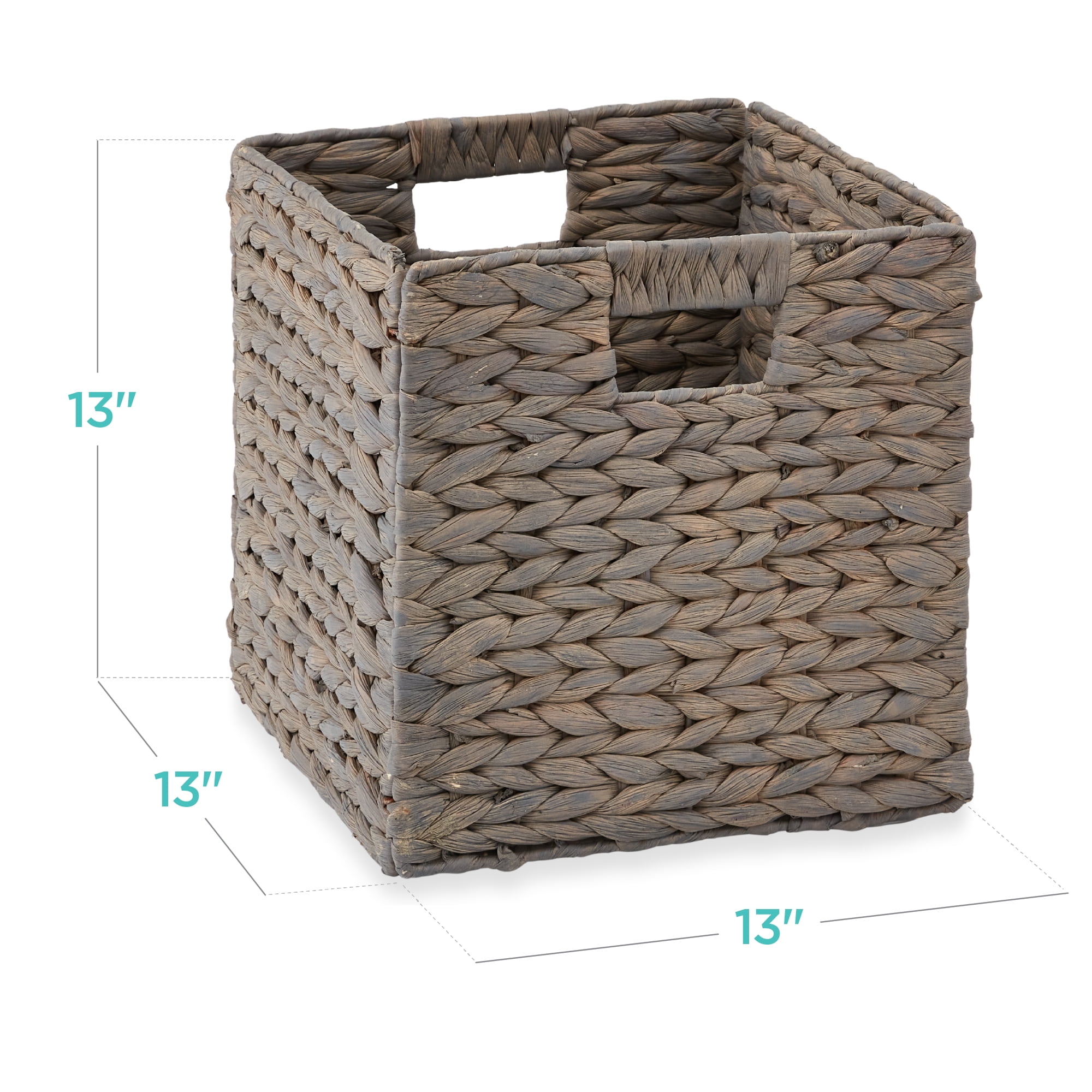 Best Choice Products 13x13in Hyacinth Storage Baskets, Set of 5 Multipurpose Collapsible Organizers - Gray