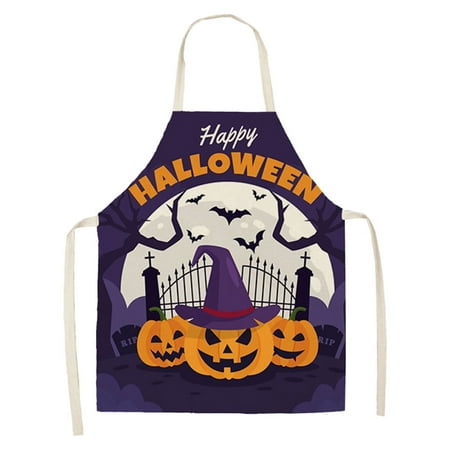 

Halloween Cooking Apron Halloween Party Decorations Apron Scary Monster Face Bats Baking BBQ Apron Adjustable Kitchen Aprons For Women Men