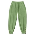thumbnail image 4 of Cargo Pants for Men Clothes Man Solid-Color Loose Casual Pocket Drawstring Elastic-Waist Sports Pants Green L, 4 of 7