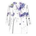 thumbnail image 5 of Mifsaly Button Down Shirts for Women Floral Print V Neck 3/4 Sleeve Linen Tops Empire Waist Lightweight Boho Summer Top Beach Vacation Daily Wear Outfits XL, 5 of 5